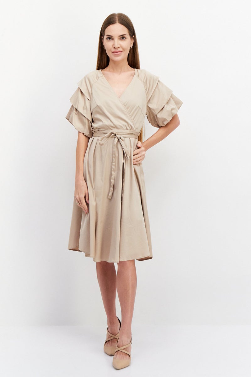 VERO MODA Women Plain Midi Dress, Tan - Image 2